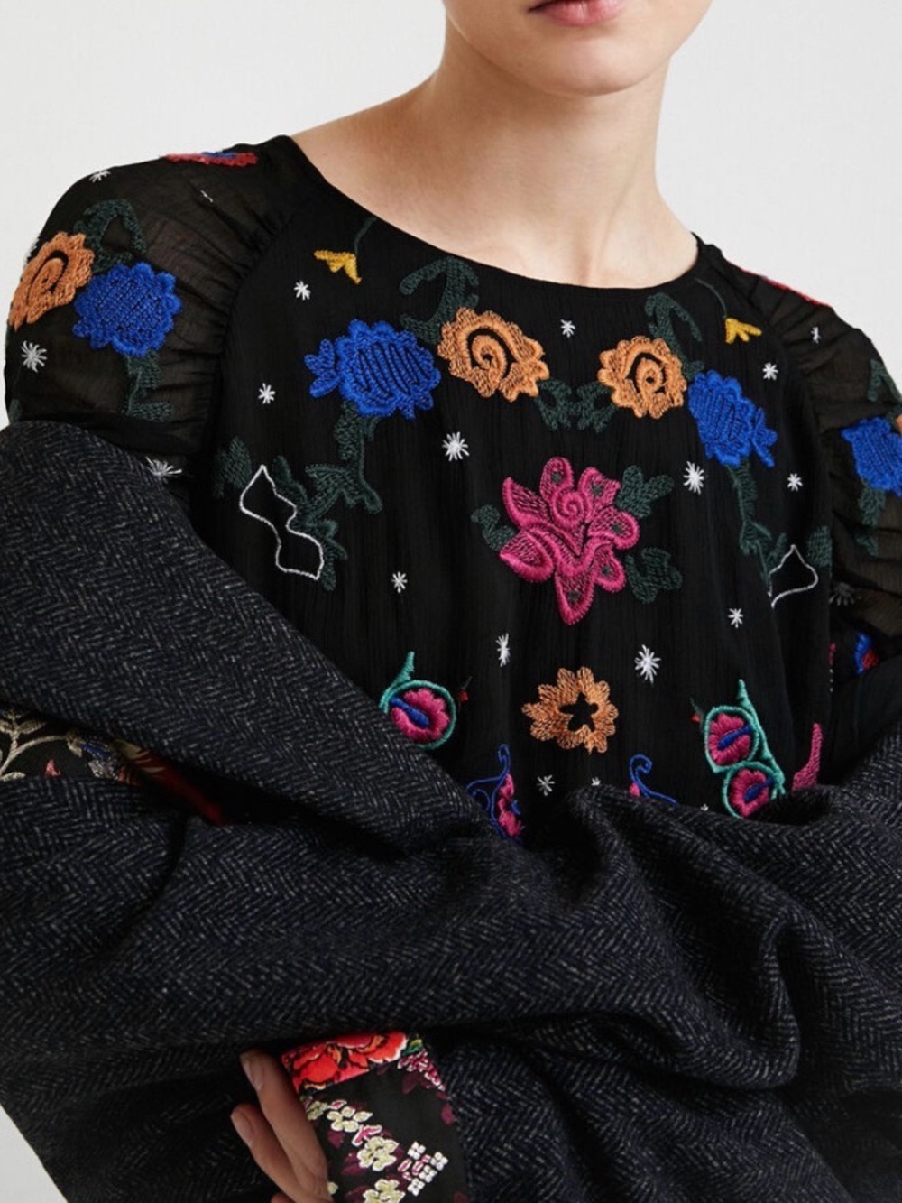 DESIGUAL Tulle Midi  Dress with colorful embroidery size extra small - Picture 10 of 16
